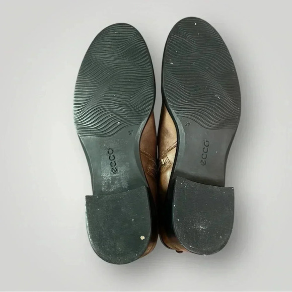 Ecco Leather Boots Round Toe Side Zip Block Heel Ankle Womens Size 37 - Picture 8 of 13